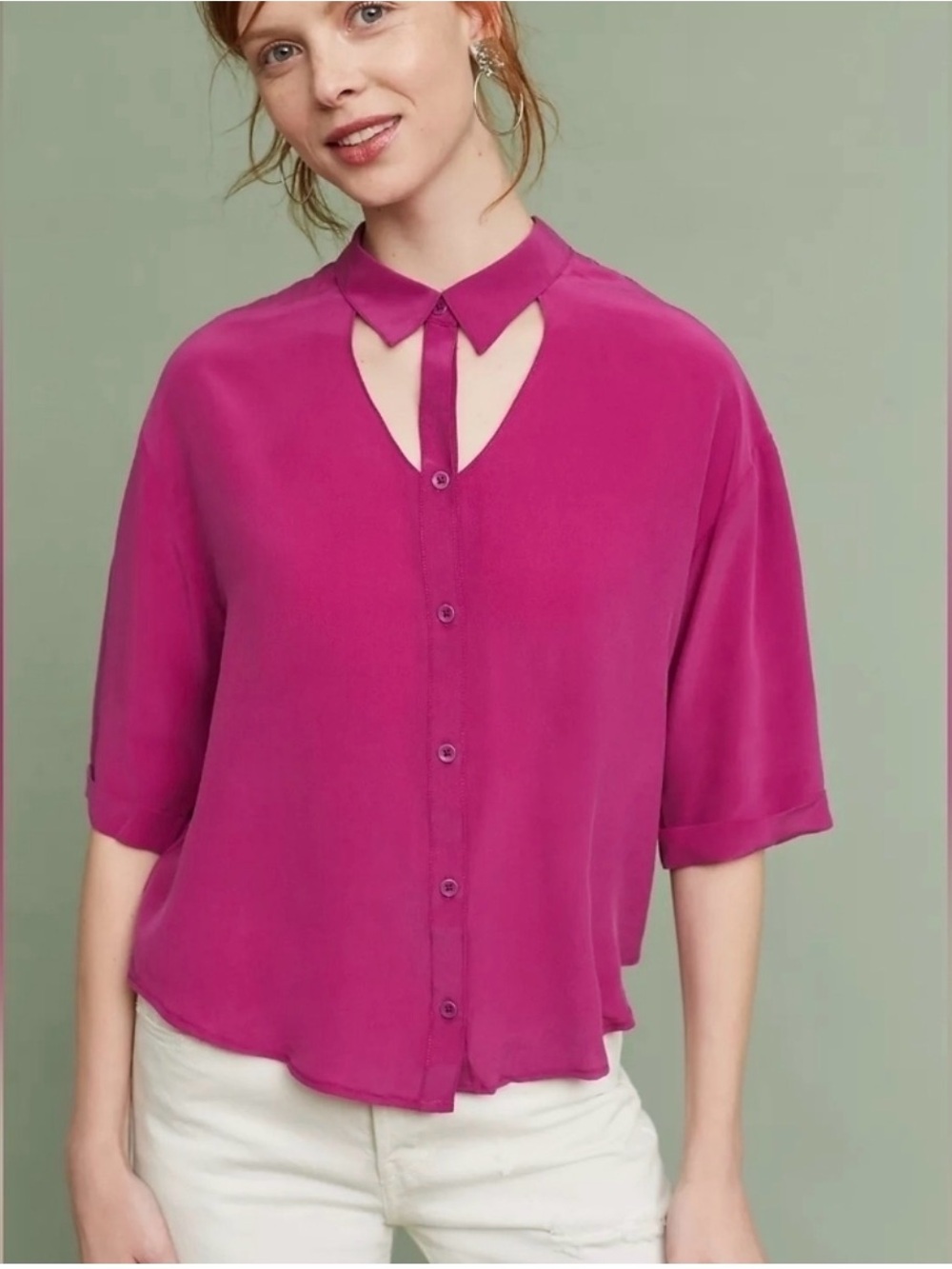 Maeve Anthropologie Purple Mairead Silk Blouse